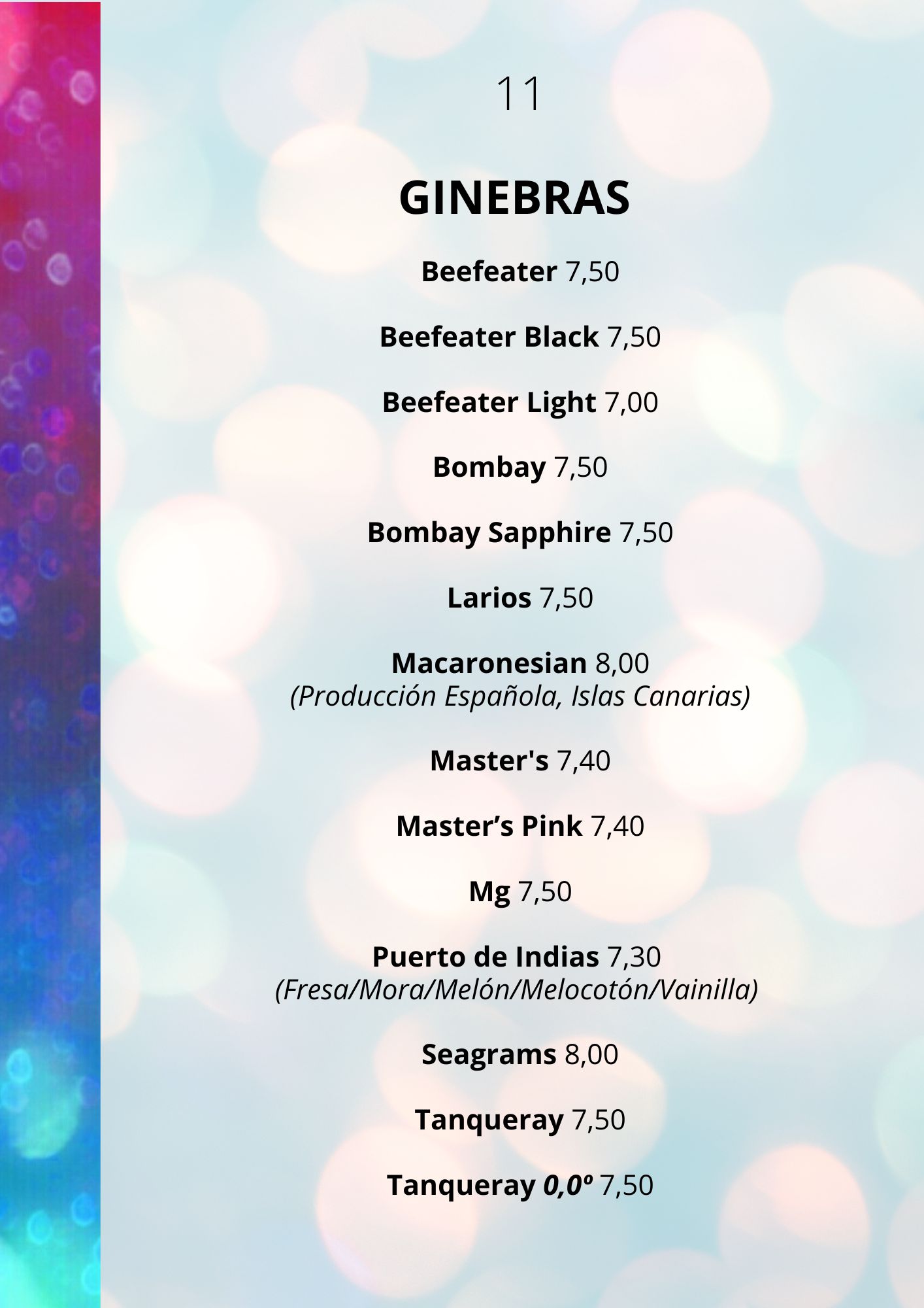 11 ginebras
