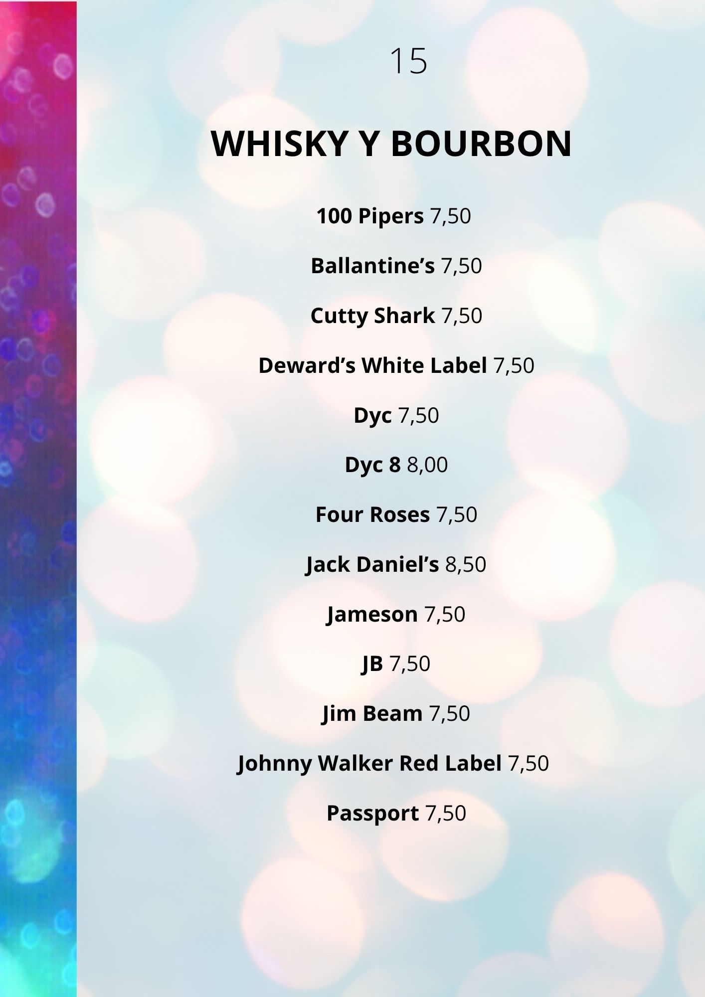 16 whiskies y bourbons